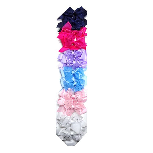 hair clips w- bows double layer lace asst -- 12 per box