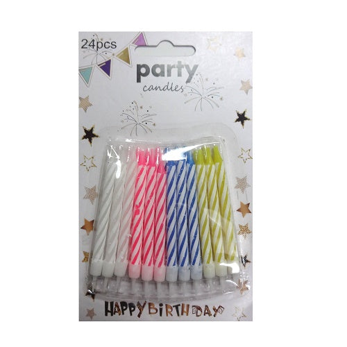 birthday candles 24ct w- holder asst clrs -- 24 per box