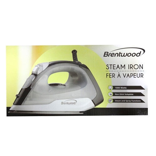 brentwood steam iron 1000 w -- 5 per box