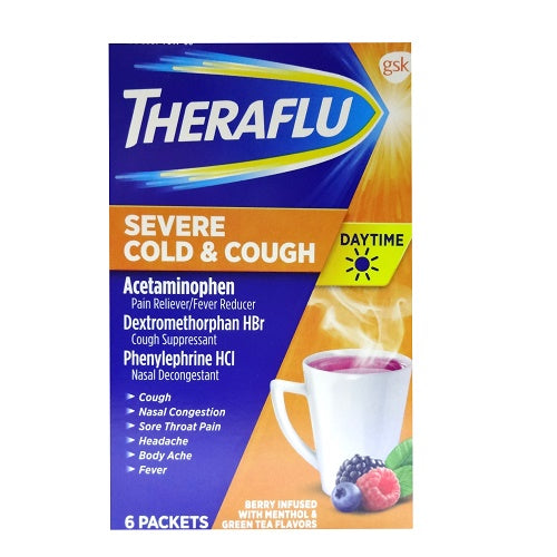 theraflu daytime 6pk severe cold cough -- 6 per box