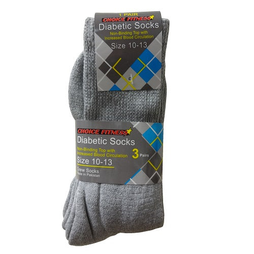 diabetic crew socks 1pk 10-13 grey -- 12 per box