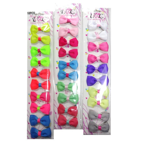 hair metal snaps w- bow 10pc asst clrs -- 12 per box