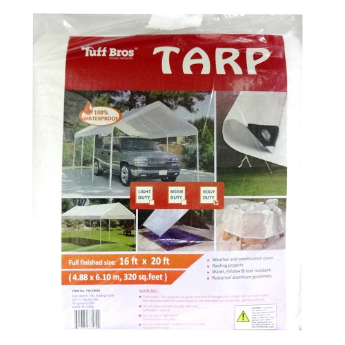 tuff bros tarp 16x20 ft hd white -- 3 per case