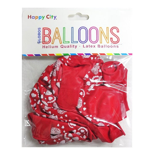 balloons 8ct red w- hearts -- 12 per box