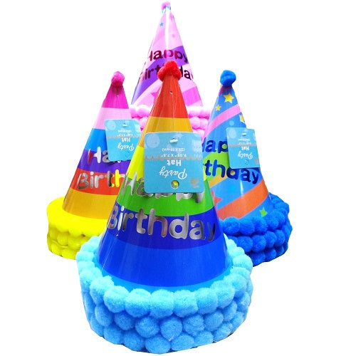 party cone hats happy birthday asst clrs -- 24 per case