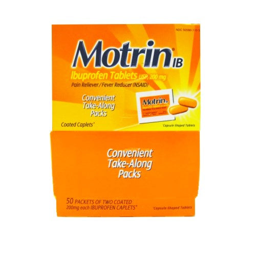 motrin pain reliever 50ct -- 2 per box