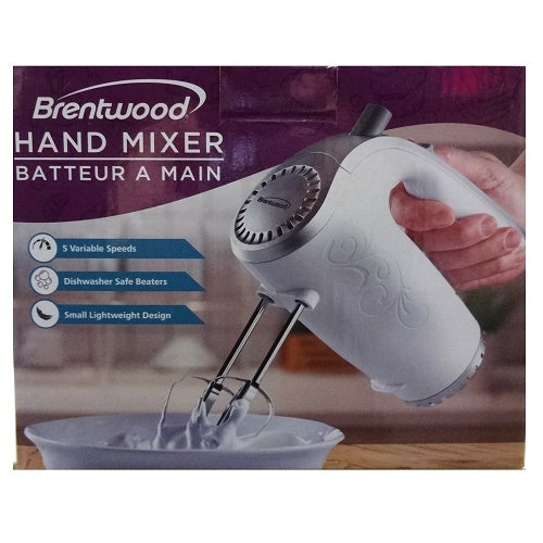 brentwood hand mixer 5 speed wht silve -- 12 per case