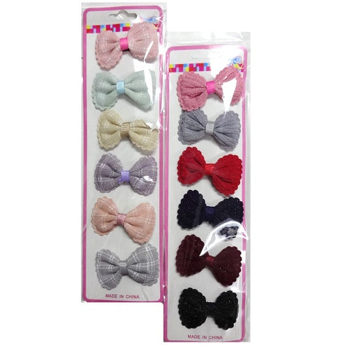 hair metal snaps w- bow 6pc asst -- 12 per box