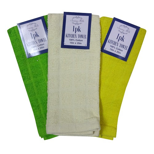 kitchen towels 15x25in 1pc asst clrs -- 12 per box