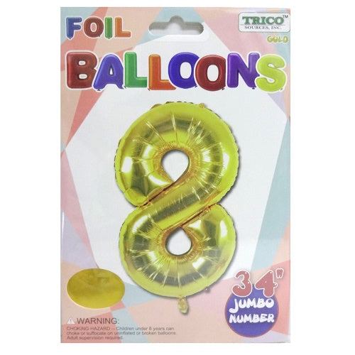 balloons foil 34in gold 8 -- 10 per case