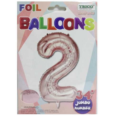 balloons foil 34in rose 2 -- 10 per case