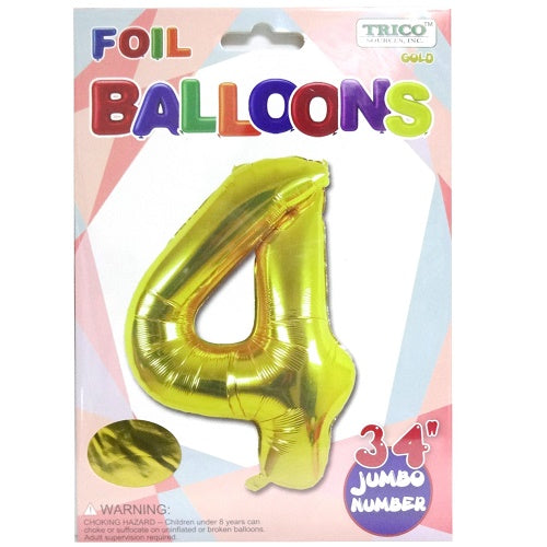 balloons foil 34in gold 4 -- 10 per case