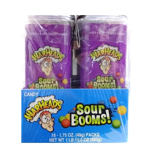 warheads sour booms 1.7oz asst fruits -- 18 per box