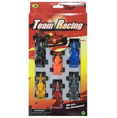 toy team racing cars 6pk asst clrs -- 36 per box