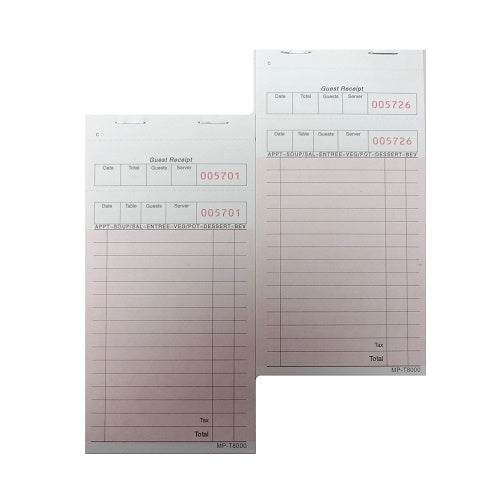 guest receipt book 2 part w- carbon -- 10 per box