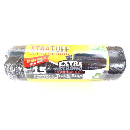 x.t trash bags xtra strong 15ct 13 gl blk -- 48 per case