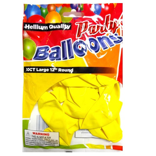 party balloons 10ct 12in yellow hellium -- 12 per box