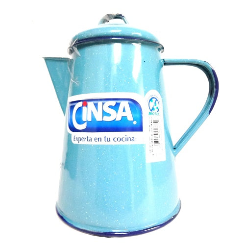 cinsa enamel coffee pot 1.5qt turquoise -- 6 per case