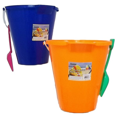 toy beach bucket 9in w- shovel asst clrs -- 48 per case