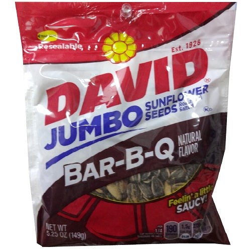 david jumbo sunflower seeds bar bbq 5.25 -- 12 per case