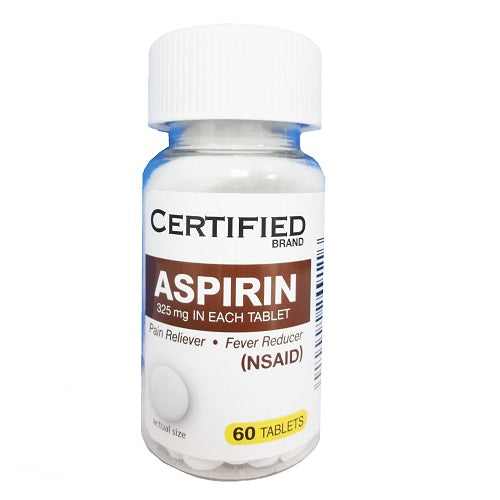 certified aspirin 60 tables 325mg -- 24 per case