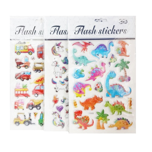 stickers 3d animals asst -- 12 per box