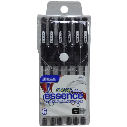 essence gel pens 6pc black -- 24 per box