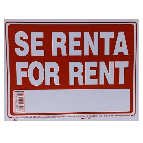 sign se renta - for rent 12 x 16in -- 24 per box