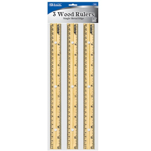 rulers 3pc natural wood -- 24 per box