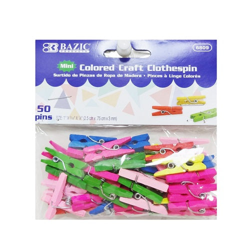 craft clothespins 50pc asst clrs -- 24 per box