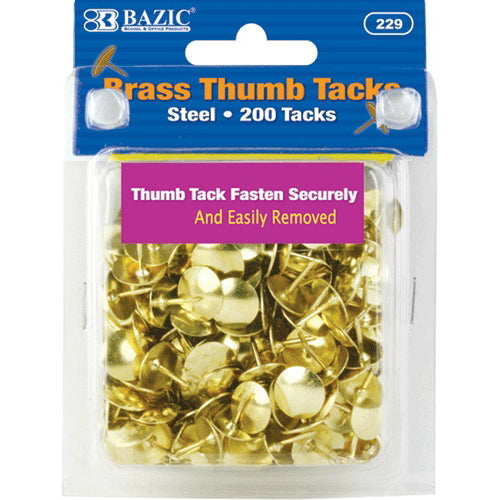 thumb tacks brass 200ct -- 24 per box