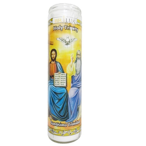 candle 8in santisima trinidad white -- 12 per case