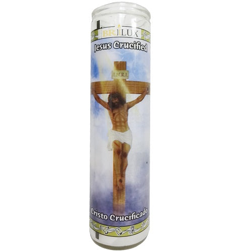 candle 8in jesus sacrificado white -- 12 per case