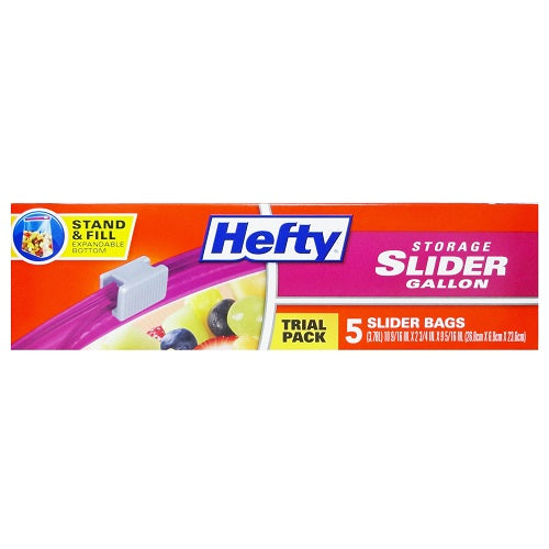 hefty storage bags slider 5ct gallon siz -- 24 per case