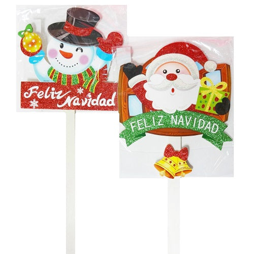 x- mas yard decor sticks feliz navidad -- 48 per case