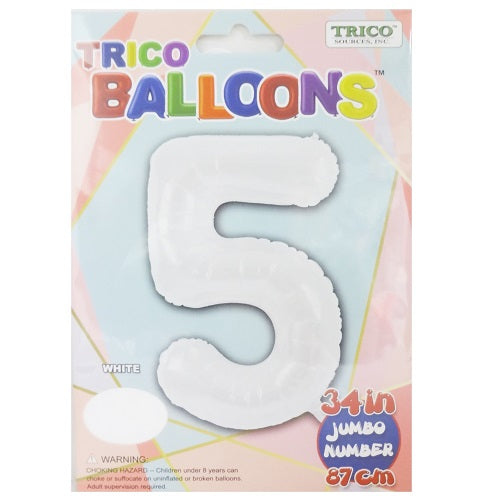 balloons foil 34in white 5 -- 10 per case