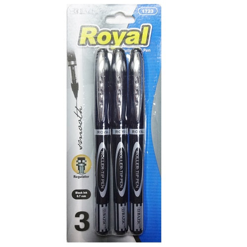 pens roller ball 0.7mm 3pk black -- 24 per box