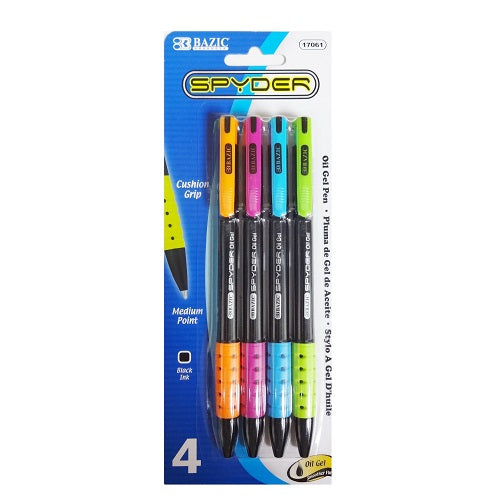 pens oil gel ink black 4pk medium -- 24 per box