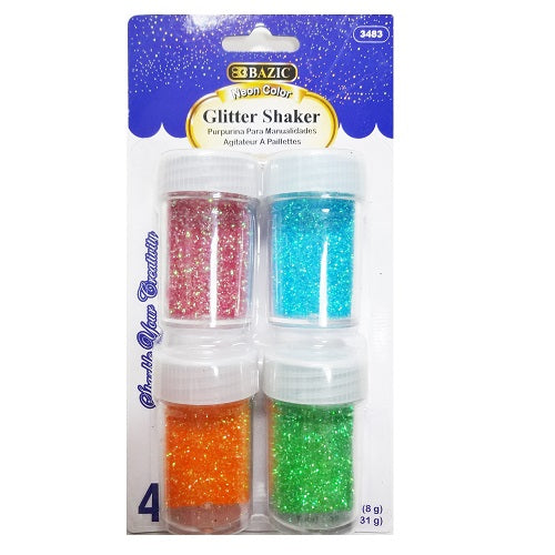 glitter shaker 4pk asst clrs -- 24 per box