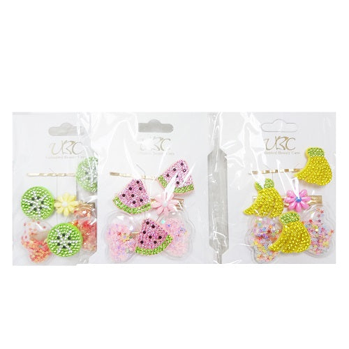 hair metal snaps 3pc fruit design asst -- 12 per case