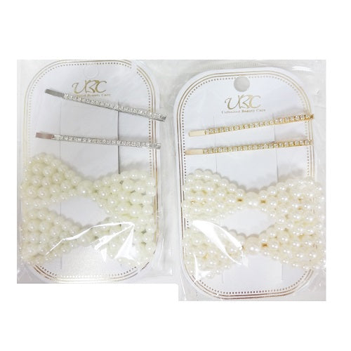 hair clips w- pearls 4pc asst -- 12 per box