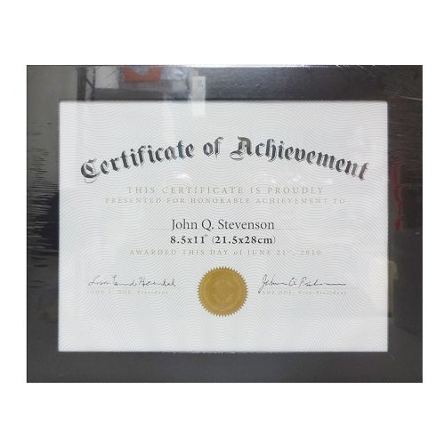 certificate frame 8.5 x 11in black -- 24 per case