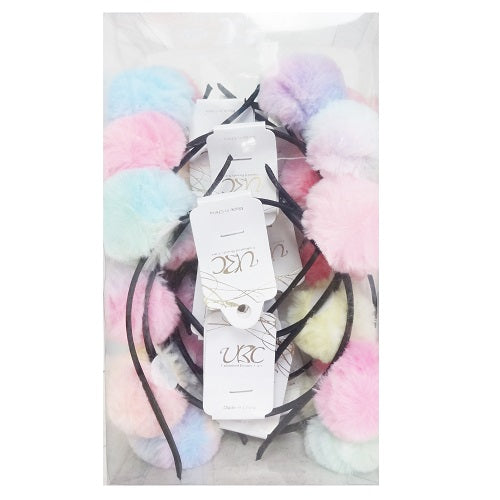 headband w- fuzzy pom pom asst -- 12 per box