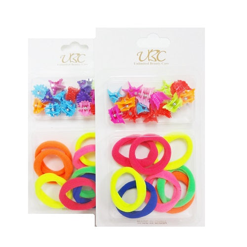 hair clips ties set mini asst clr -- 12 per box