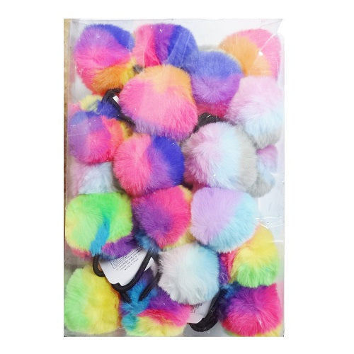 hair elastic bands w- pom pom -- 12 per box