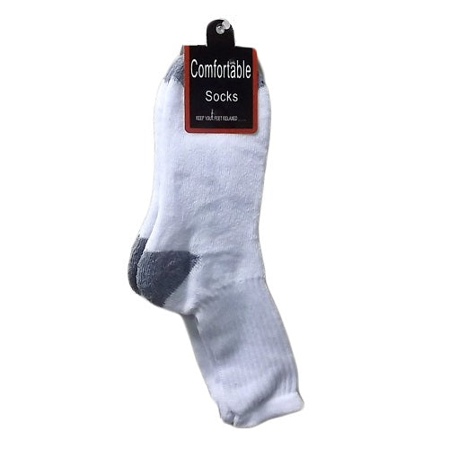 socks crew 9-11 white w- grey h-t 2pk -- 6 per box